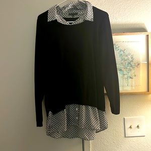 Size L Adrianna Papell collared shirt with attached sweater